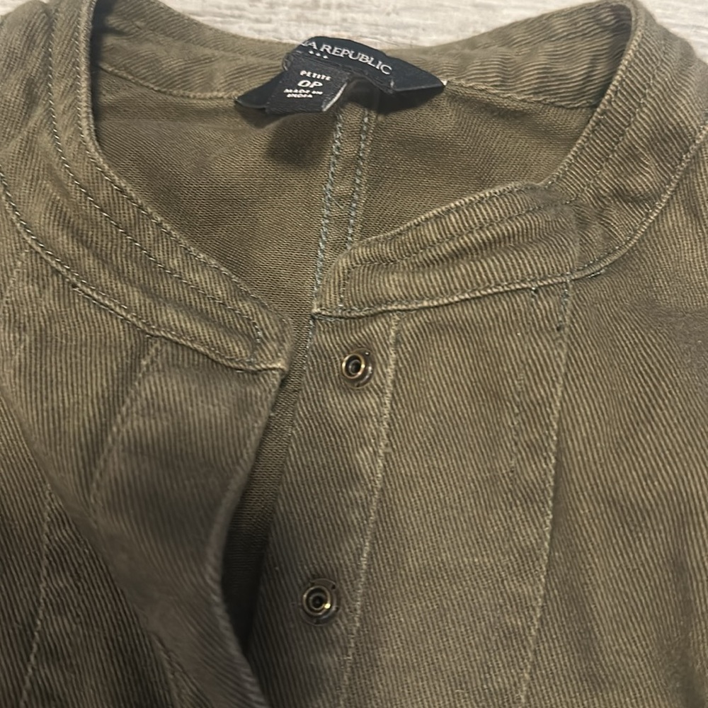 Banana Republic Shirt Dress Womens Olive Green 3/4 Sleeve Belted Army Style Sz 0 - Picture 4 of 6